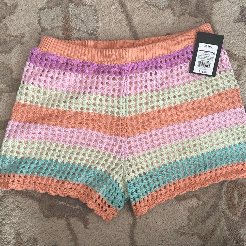 NWT Colorful Striped Crochet Shorts